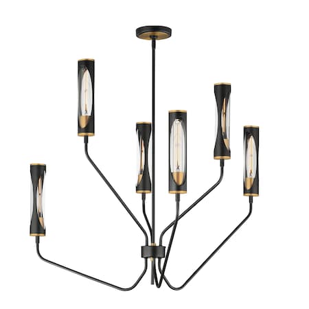 Maxim Lighting Regent 6-Light Pendant, Black/Antique Brass 16176CLBKAB
